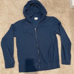 Blue hoodie big hoodie small stain on front